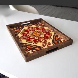 Aberto Design REF013 Bandeja de Madera Maciza para Decoración del Hogar Elegante 48x38x4 cm